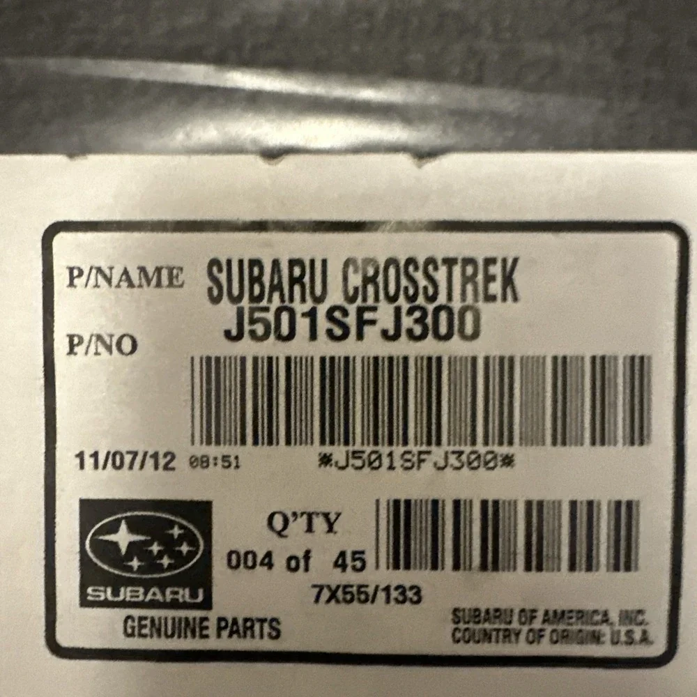 Subaru Crosstrek Floor Mats Genuine OEM Black Carpet 4 Piece Set J501SFJ300 NEW